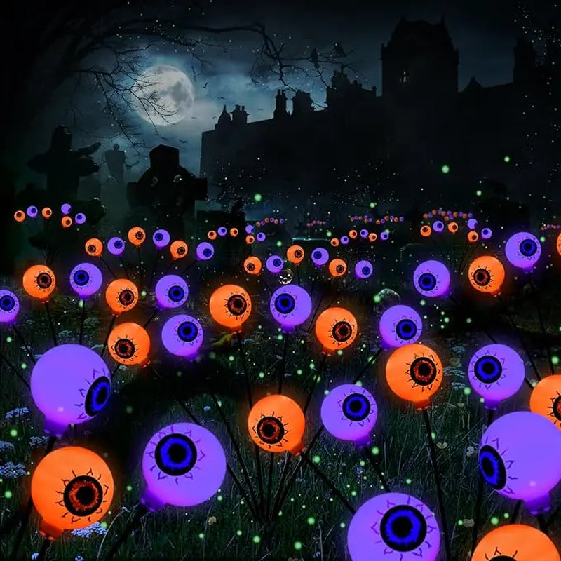 Brizlabs Solar Halloween Lights, 2 Pack 12 LED 2 Modes Halloween Eyeball Lights, Outdoor Pathway Light, Swaying Eye Firefly Walkway Lighting, Green Solar Lighting for Path Yard Garden Lawn,Dorm Essentials,Home Decor,Home Essentials,Camping Essentials