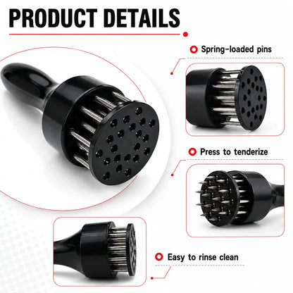 Stainless Steel Needle Meat Tenderizer Tool - Kitchen Utensil for Steak, Chicken, Pork, Faster Marinating & Juicier Meat