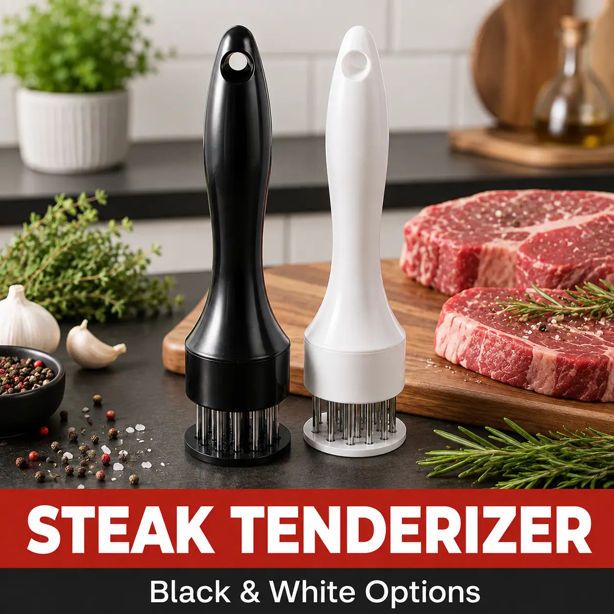 Stainless Steel Needle Meat Tenderizer Tool - Kitchen Utensil for Steak, Chicken, Pork, Faster Marinating & Juicier Meat