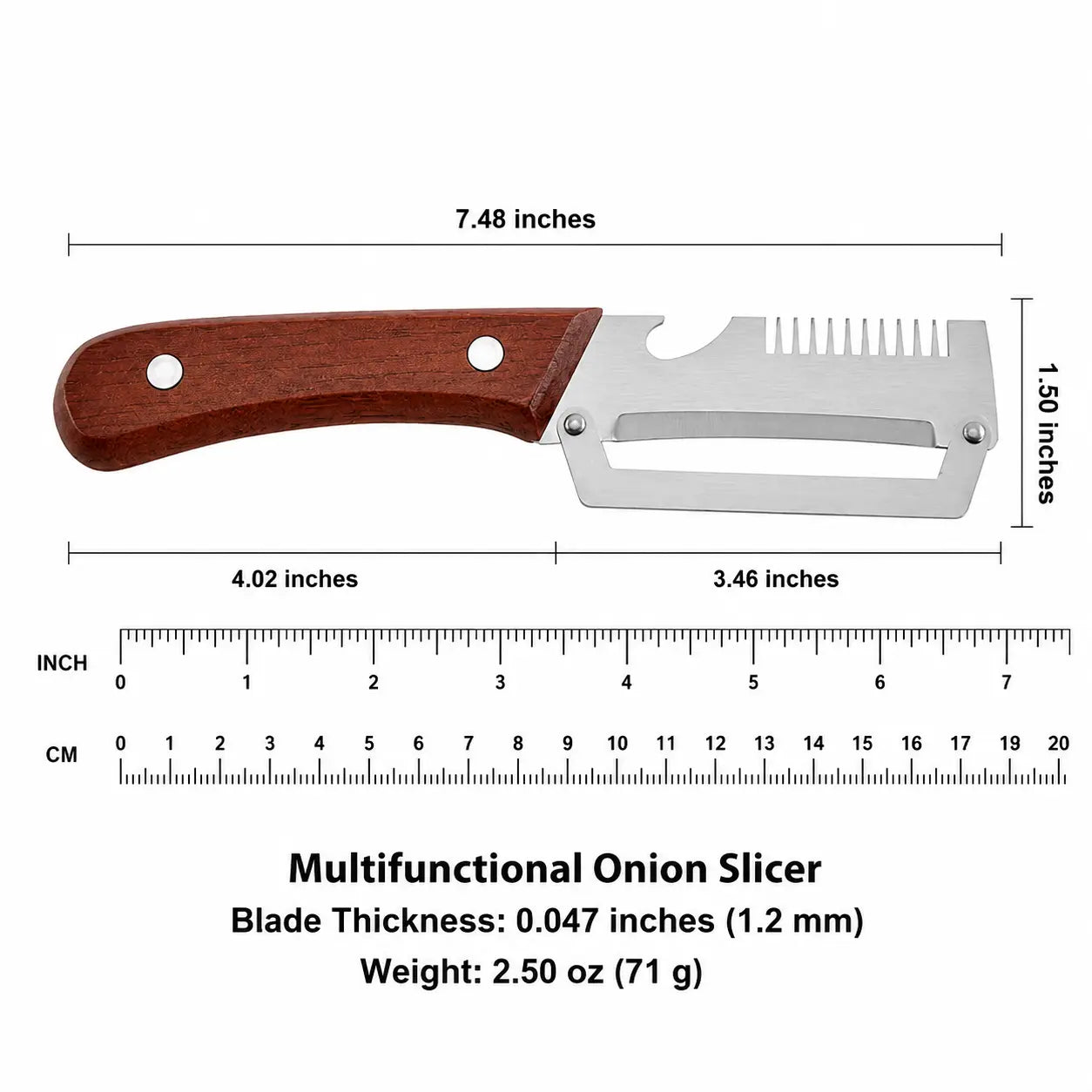 (Upgraded Thickened Version) Wood Handle Multifunction Kitchen Peeler – Peel, Slice, Scrape & Bottle Opener Tool