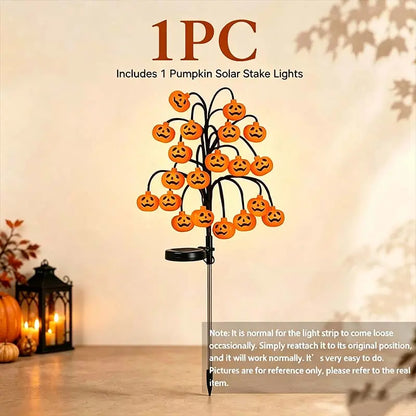 Solar Pumpkin Stake Lights, 20‑Head Halloween Garden Lights with 8Lighting Modes & Auto On/Off, Solar‑Operated Pumpkin Accent Lights, Festive Spooky Season Decor, Ideal for Yard Lawn Path, Fall Festival & Halloween Backyard Party Decors