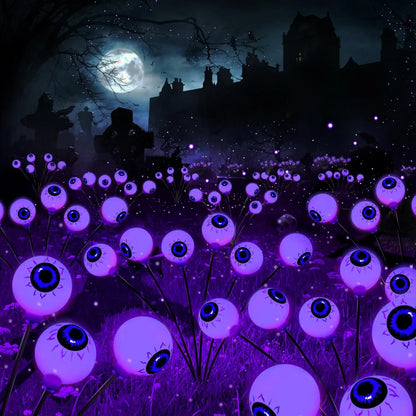 Brizlabs Solar Halloween Lights, 2 Pack 12 LED 2 Modes Halloween Eyeball Lights, Outdoor Pathway Light, Swaying Eye Firefly Walkway Lighting, Green Solar Lighting for Path Yard Garden Lawn,Dorm Essentials,Home Decor,Home Essentials,Camping Essentials
