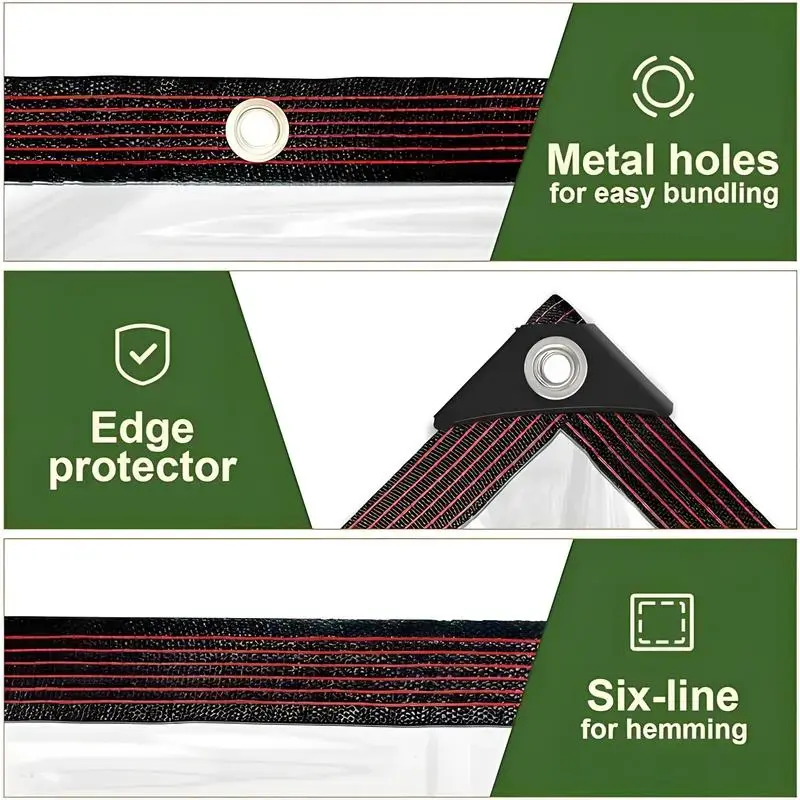 7*10FT PE Heavy-Duty Waterproof Clear Tarps with Grommets - Durable Transparent Outdoor Cover for Camping, Patios, Garden Plants