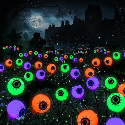 Brizlabs Solar Halloween Lights, 2 Pack 12 LED 2 Modes Halloween Eyeball Lights, Outdoor Pathway Light, Swaying Eye Firefly Walkway Lighting, Green Solar Lighting for Path Yard Garden Lawn,Dorm Essentials,Home Decor,Home Essentials,Camping Essentials