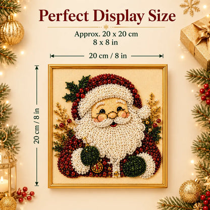 【8*8Inch】Frameless 3D Beaded Christmas Pearl Diamond Painting, Xmas Wreath Stocking Mosaic Art, Stress Relief DIY Home Wall Decoration