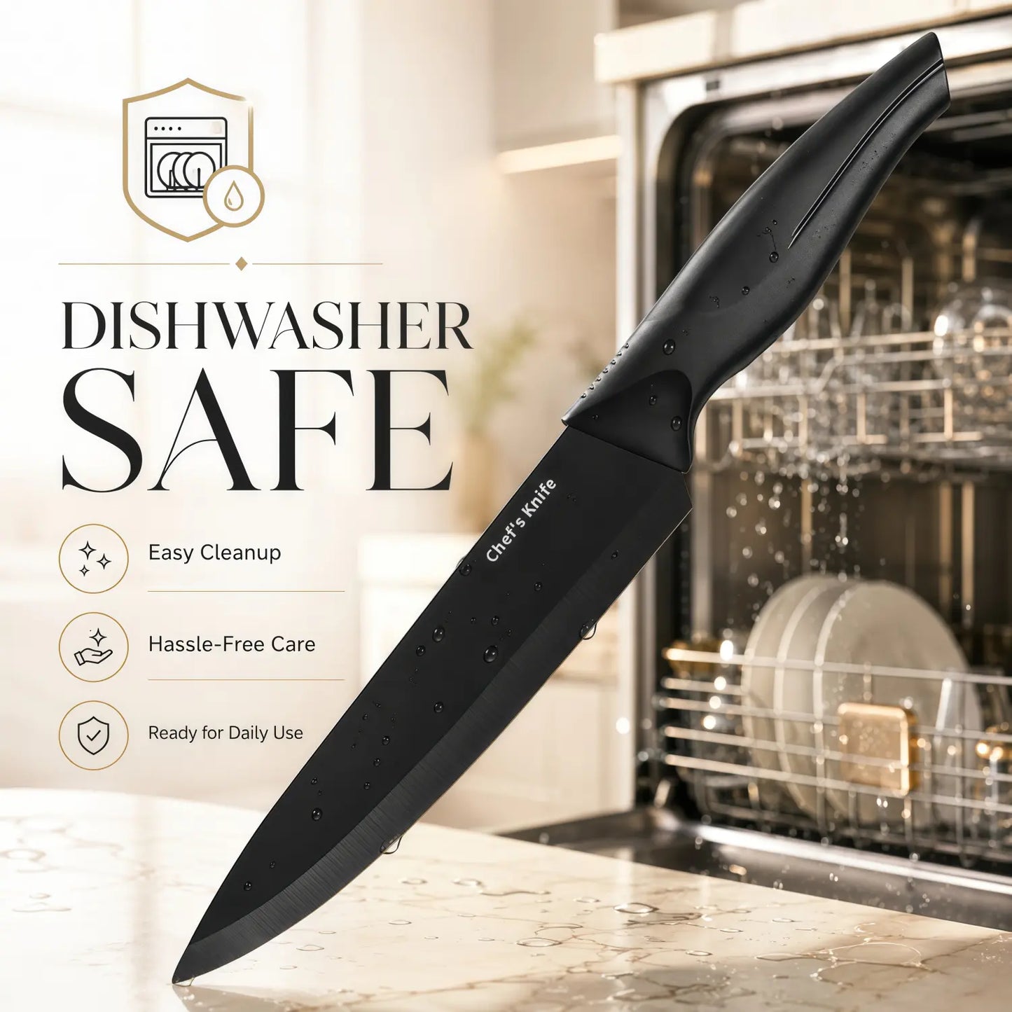 14-Piece Self-Sharpening Stainless Steel Knife Set for Home Kitchen, Black Knives with Storage Block, Built-In Sharpener, ABS Ergonomic Anti-Slip Handles, Dishwasher Safe for Slicing and Cutting Sohochic