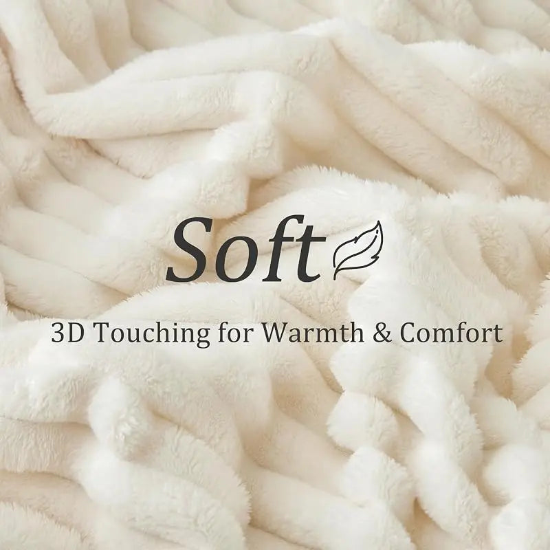 Jeffans 3D Striped Textured Fluffy Blanket, Fleece Throw Blanket,Soft Fleece Throw Blanket for Sofa & Bed, All Season Machine Washable Decorative Blanket, Perfect Gift for Home, Living Room & Dorm