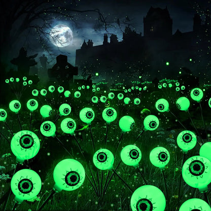 Brizlabs Solar Halloween Lights, 2 Pack 12 LED 2 Modes Halloween Eyeball Lights, Outdoor Pathway Light, Swaying Eye Firefly Walkway Lighting, Green Solar Lighting for Path Yard Garden Lawn,Dorm Essentials,Home Decor,Home Essentials,Camping Essentials