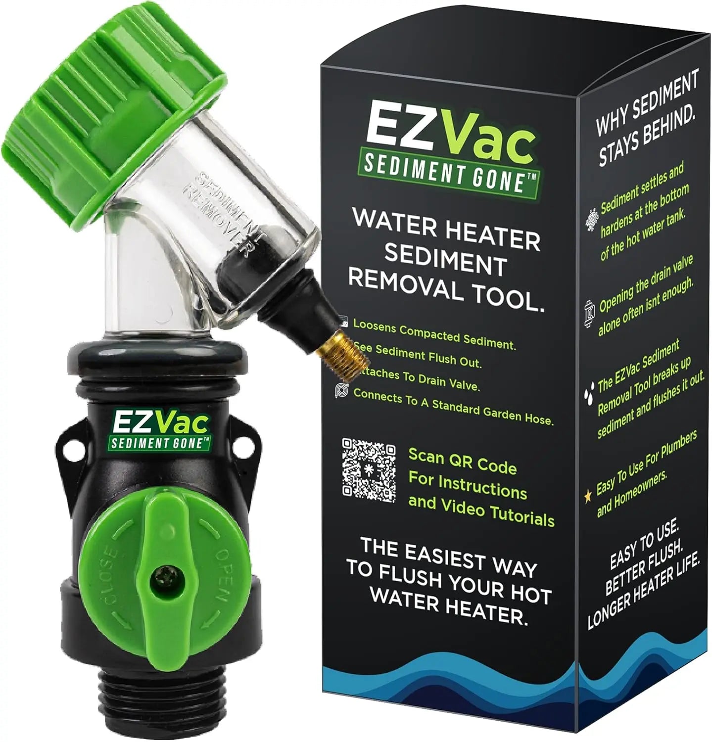 Sediment Removal Water Heater Cleaning Tool - Hand Powered Flushing Aid Small DIY Flush Kit for Gas & Electric Heaters, Heating Efficiency Boost, Garden Hose Compatibility, Small Kit